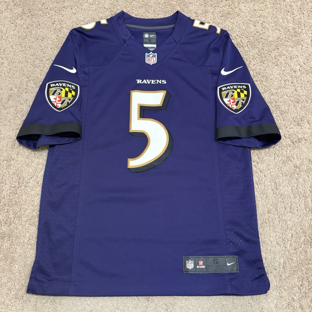 Nike Baltimore Ravens Joe Flacco #5 Jersey Men's Small Purple NFL On Field